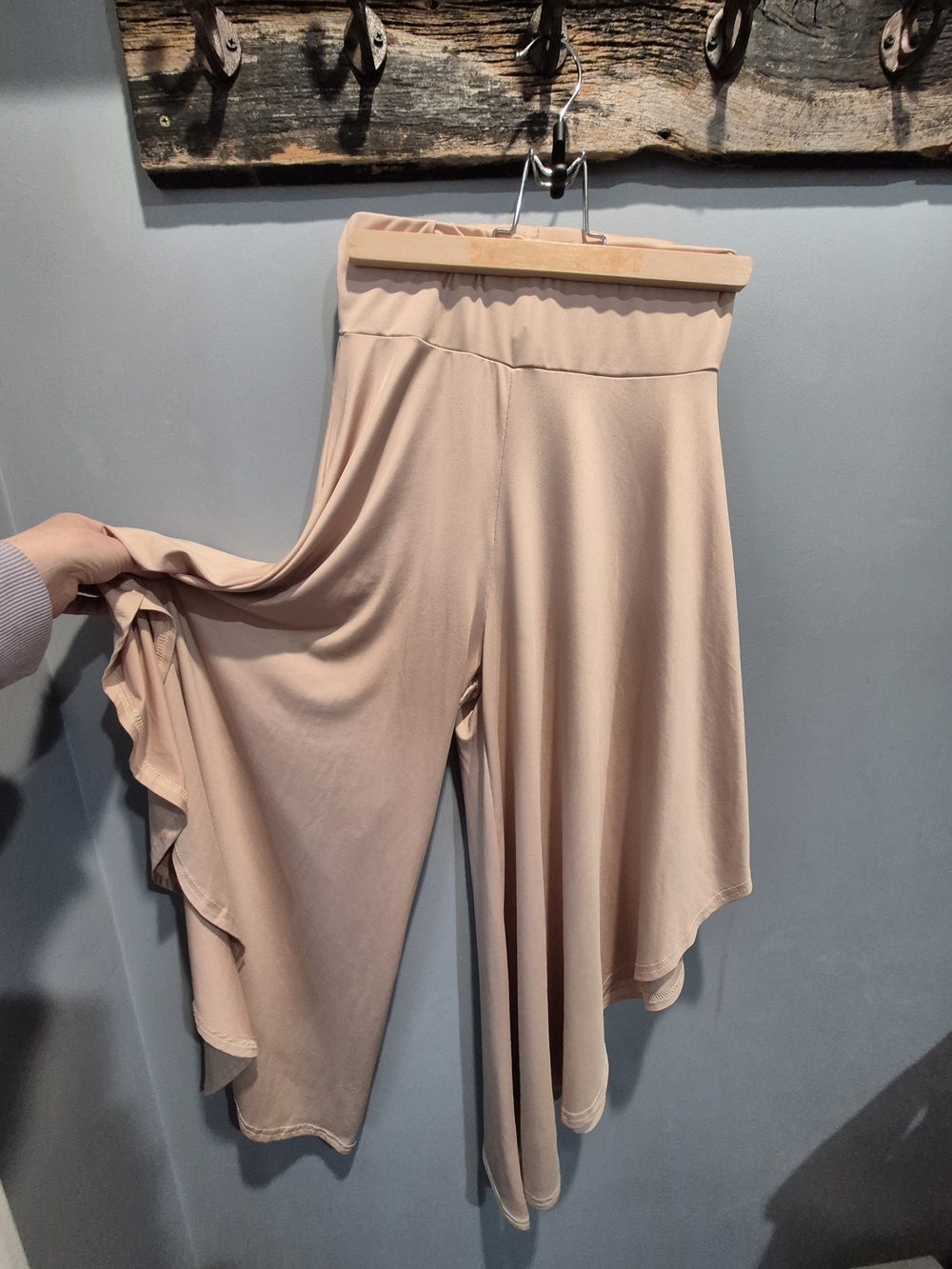 Flowy Wide-Leg Palazzo Pants in Blush Nude